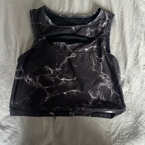Buff Bunny Black Marble Crop Sports bra